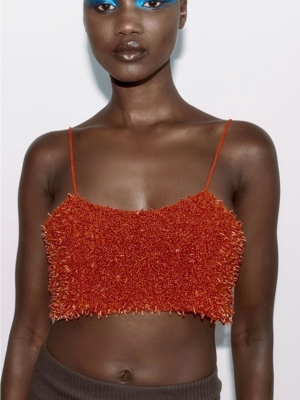 Beaded Orange Zara Crop